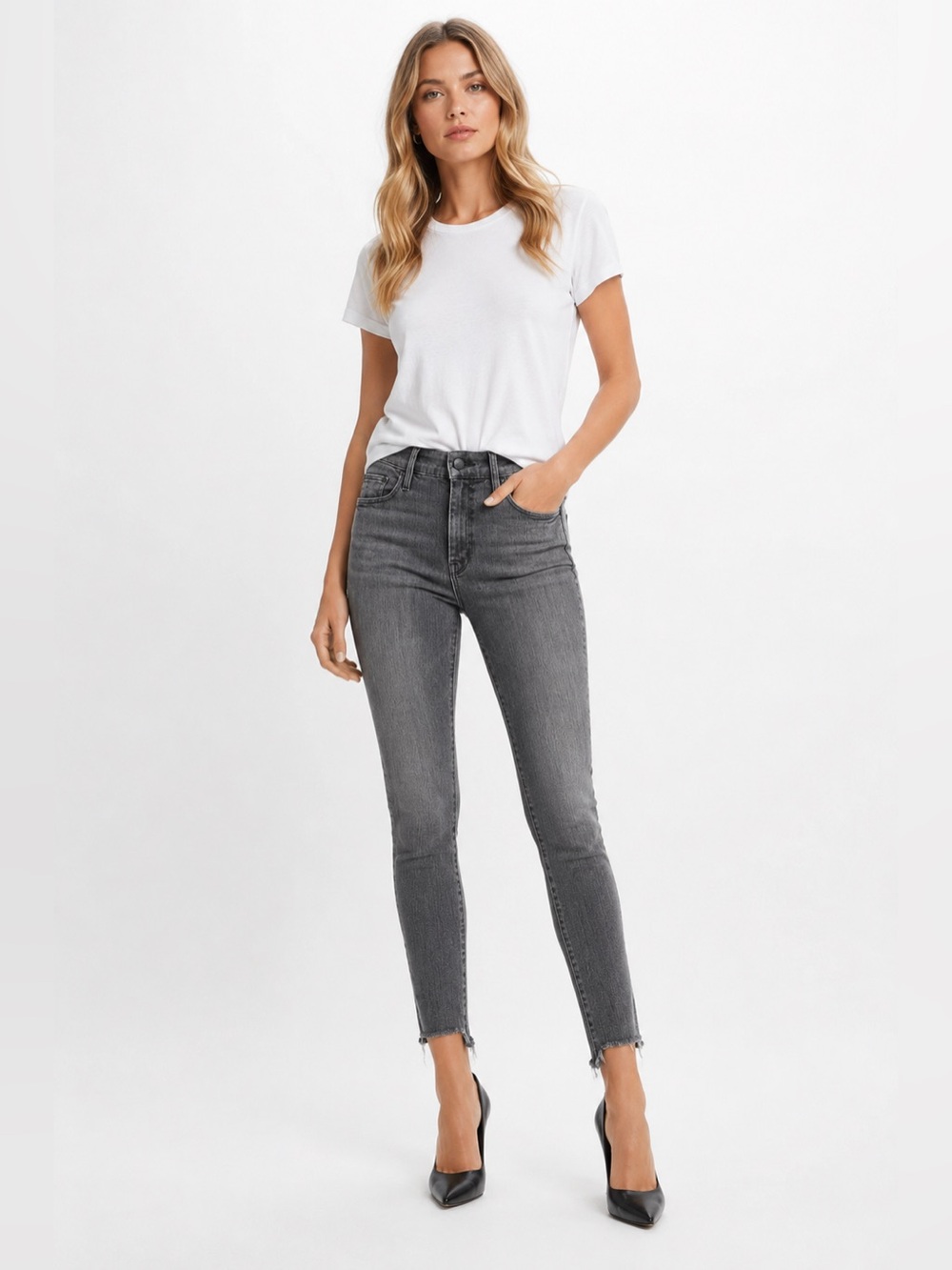 MOTHER The Looker Ankle Fray Jeans Women’s 28 All Nighter Gray High Rise Skinny